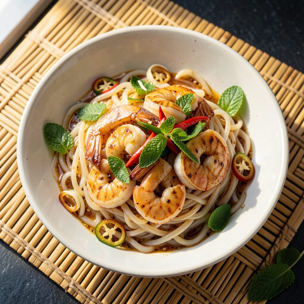Asian Shrimp and Rice Noodles Recipe: Garlic-Chili Infused One-Pan Speed
