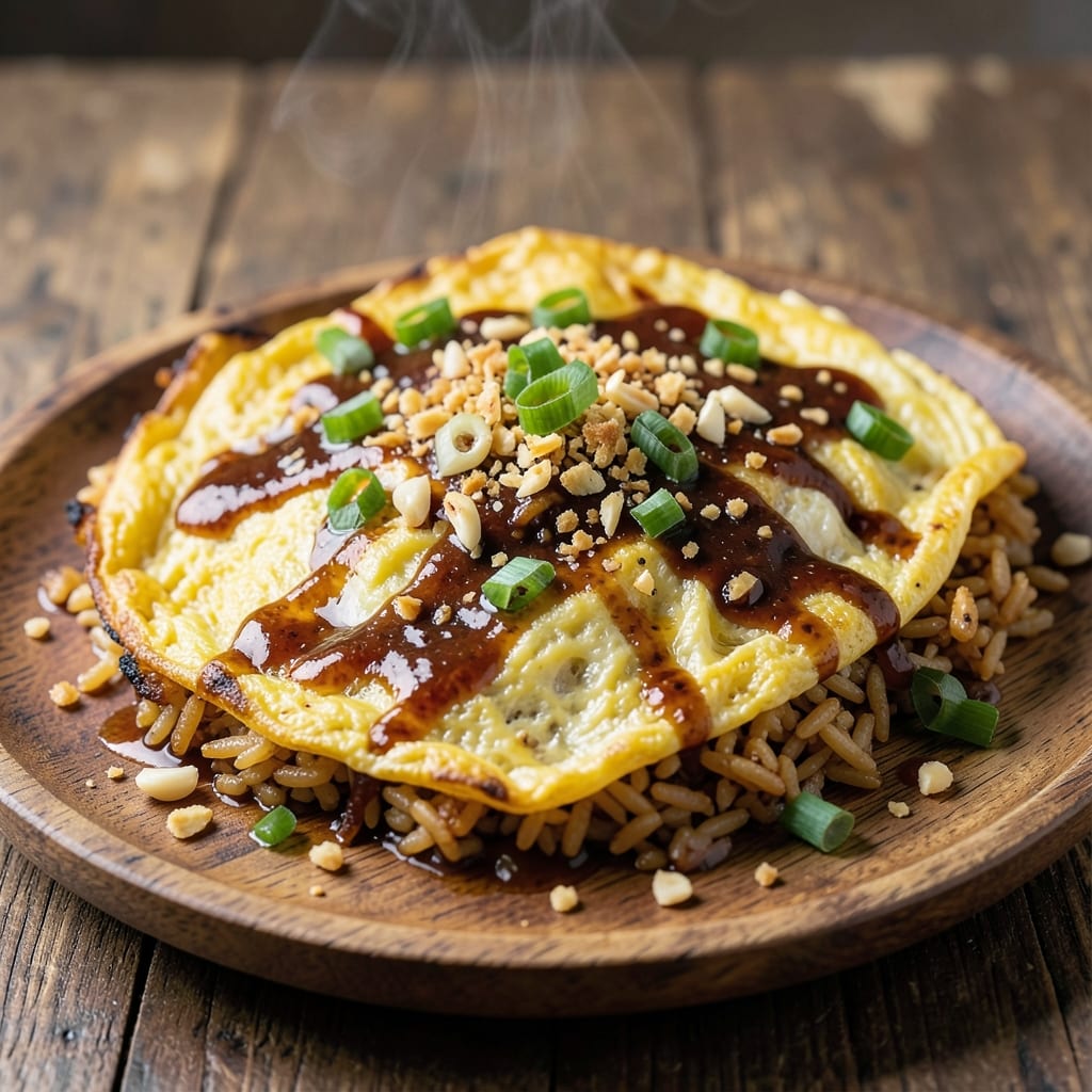 Adobo Fried Rice Omelette Recipe: Crispy Rice Lace and Savory Egg Nest