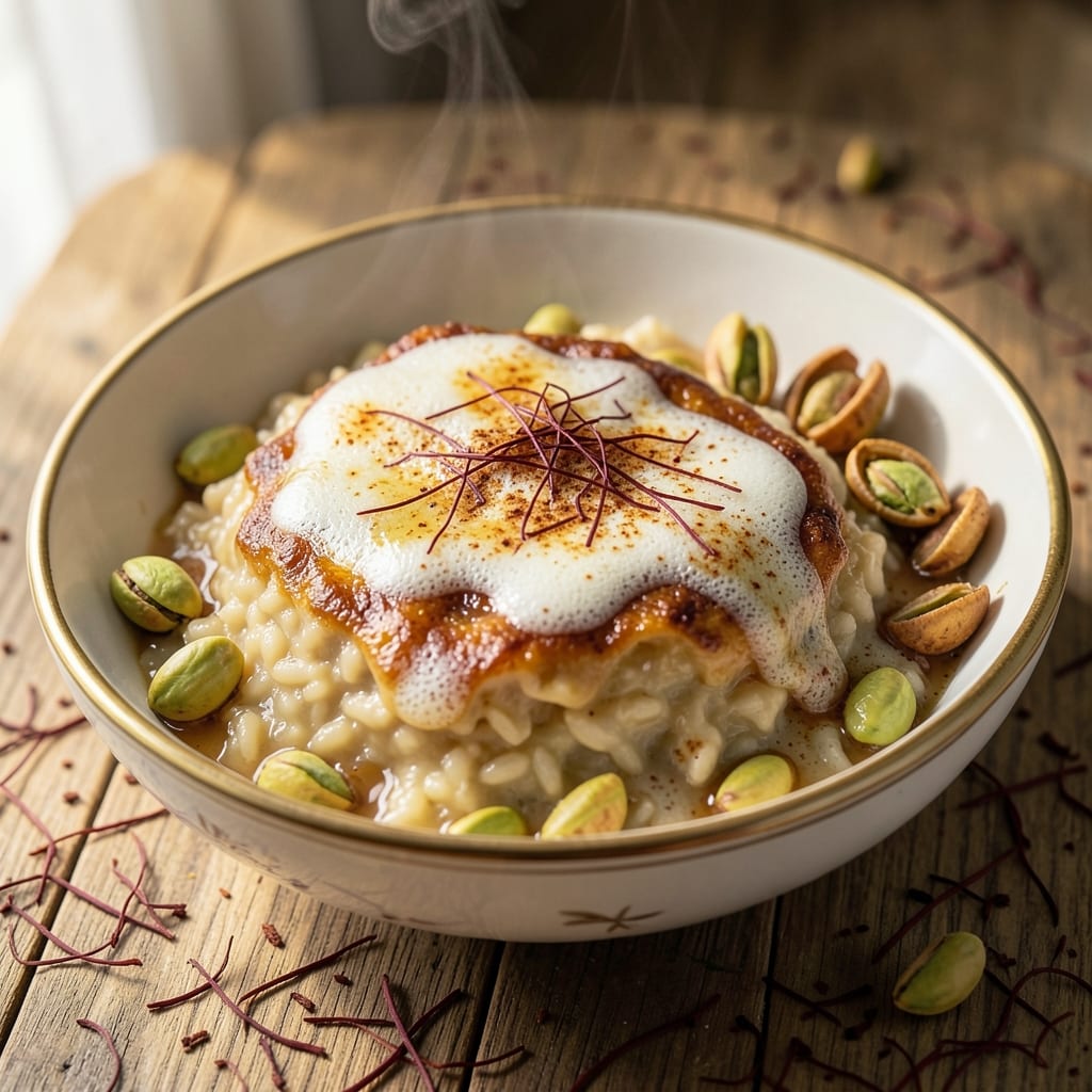 Arabic Rice Pudding Recipe: Saffron-Infused Warmth with Toasted Nut Crunch