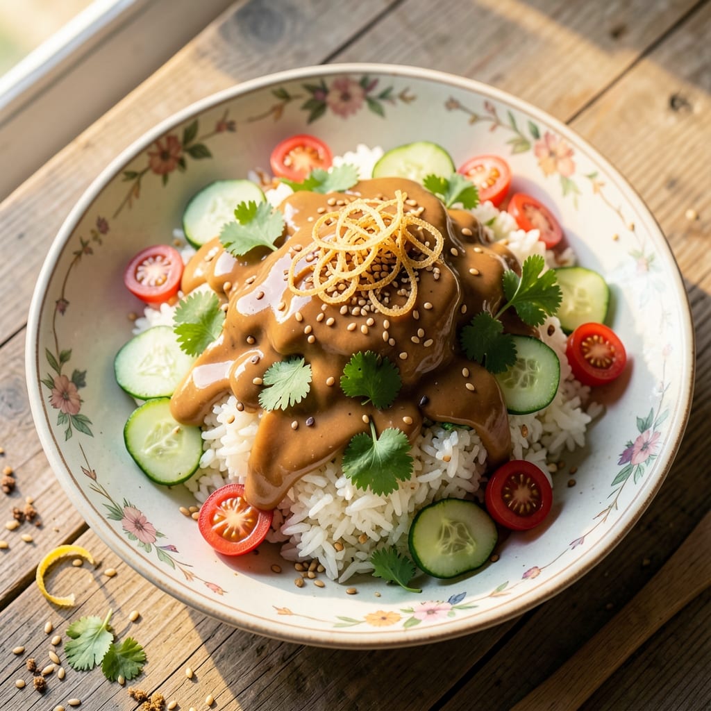 Asian Rice Salad Recipe: Cool Noodle-Like Texture with Crunchy Peanut Dressing