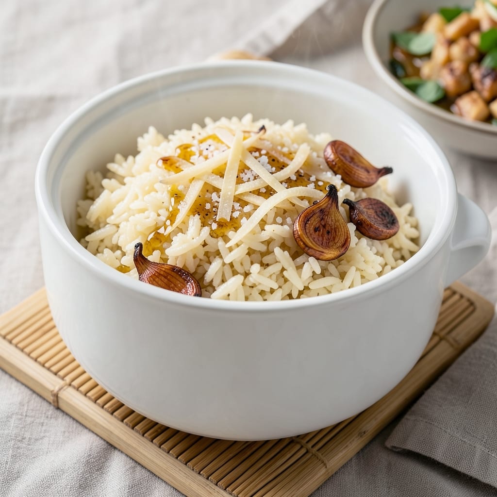 Asian Rice Cooker Recipe: Fragrant Jasmine Grains With Toasted Garlic Crunch