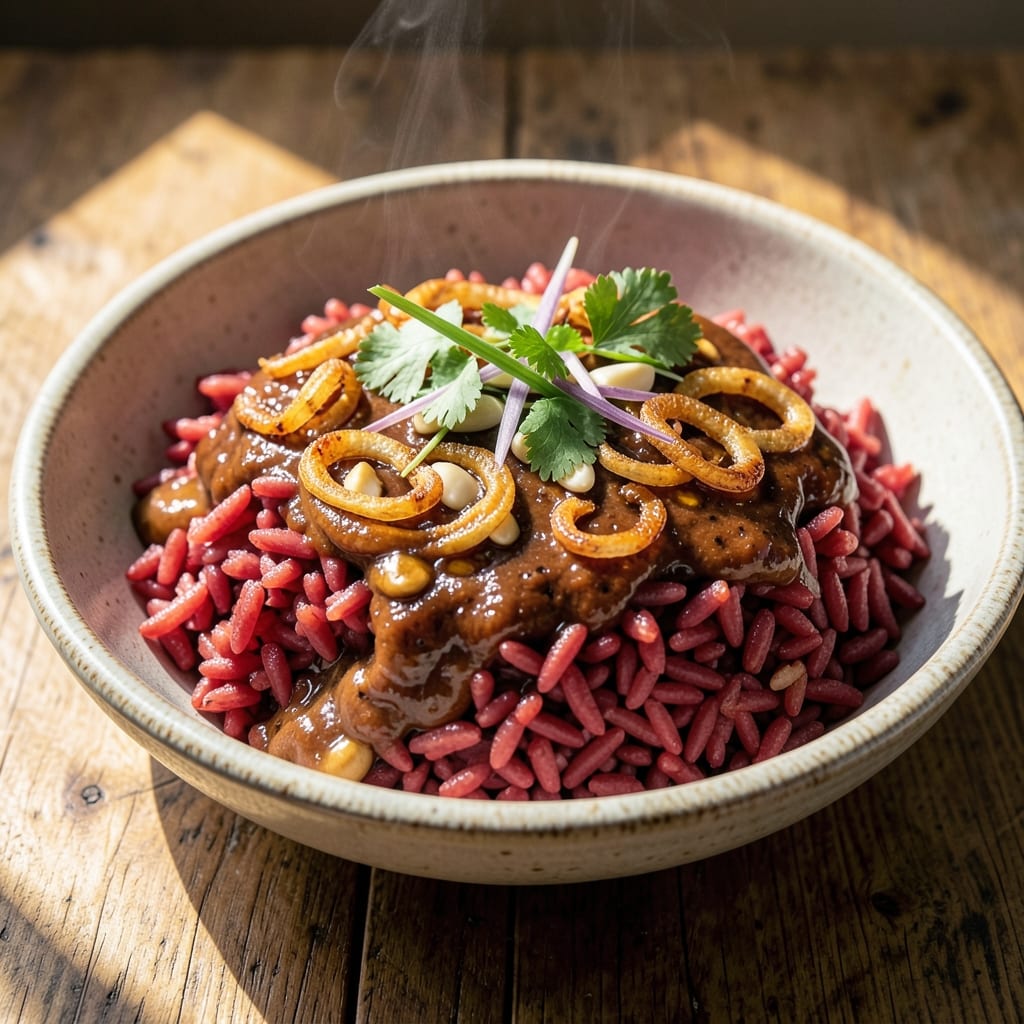 African Red Rice Recipe: Smoky Tomato and Peanut Butter Depth