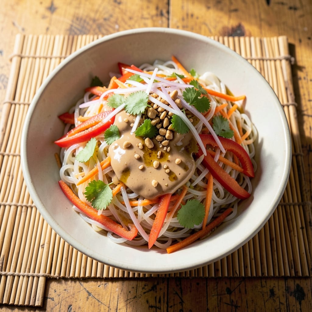 Asian Rice Noodle Salad Recipe: Lemon-Ginger Zing With Crunchy Peanut Dressing
