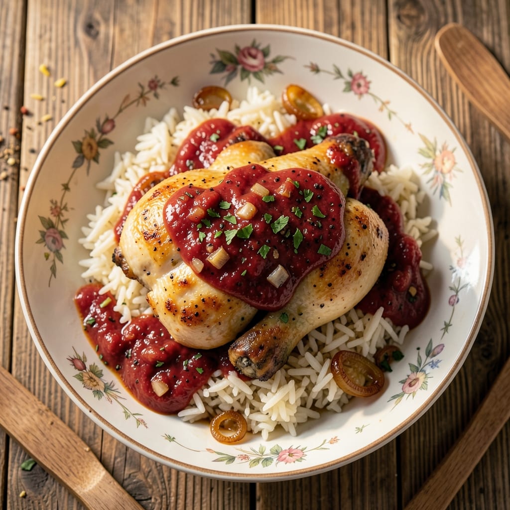 Albanian Chicken and Rice Recipe: Yogurt-Marinated Tender Meat with Toasted Spice Crunch
