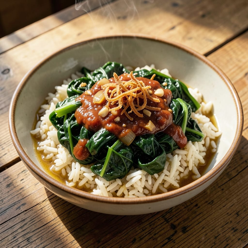 African Collard Greens and Rice Recipe: Smoky Tomato-Bacon Base with One-Pot Ease