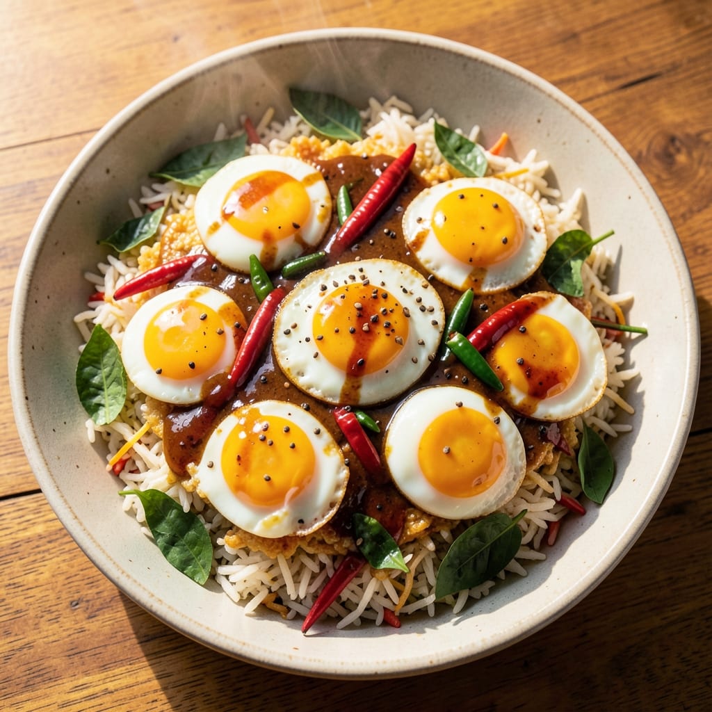 Andhra Egg Fried Rice Recipe: Spicy Tamarind and Mustard Seed Crunch