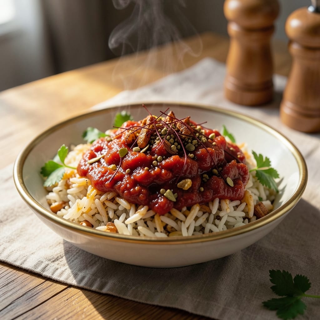Arabic Red Rice Recipe: Deep-Spiced Tomato and Saffron Flavor Bomb