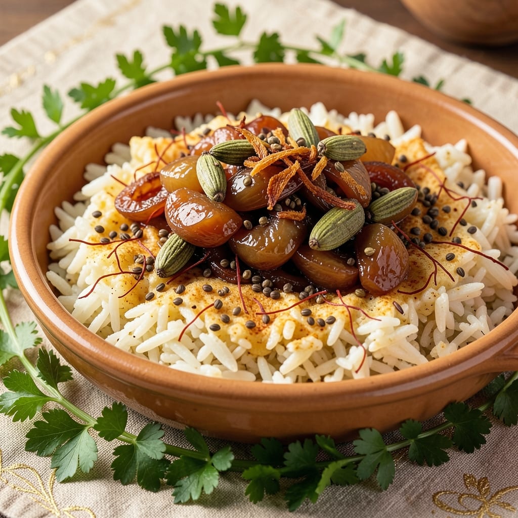 Arabic Oriental Rice Recipe: Toasted Spice Layers and Fragrant Saffron Base