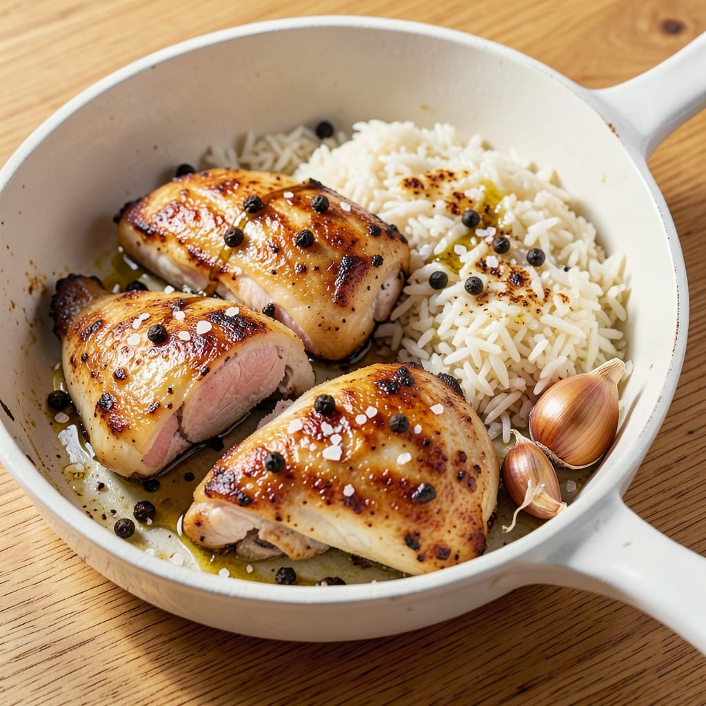 4-Ingredient Chicken and Rice Recipe: Creamy Garlic-Herb Simmer in 20 Minutes