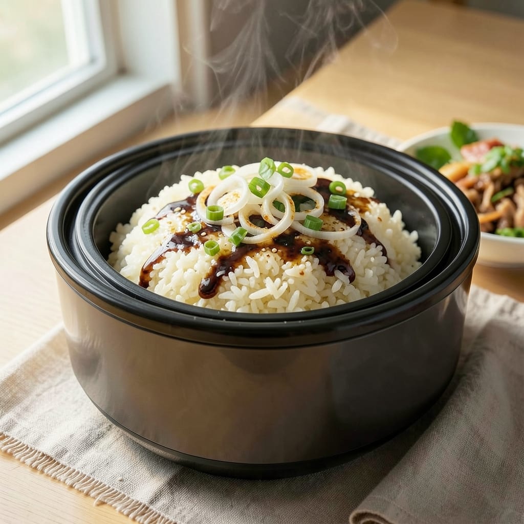Asian Rice Cooker Recipe: One-Pot Fragrant Jasmine with Crispy Scallion Topping
