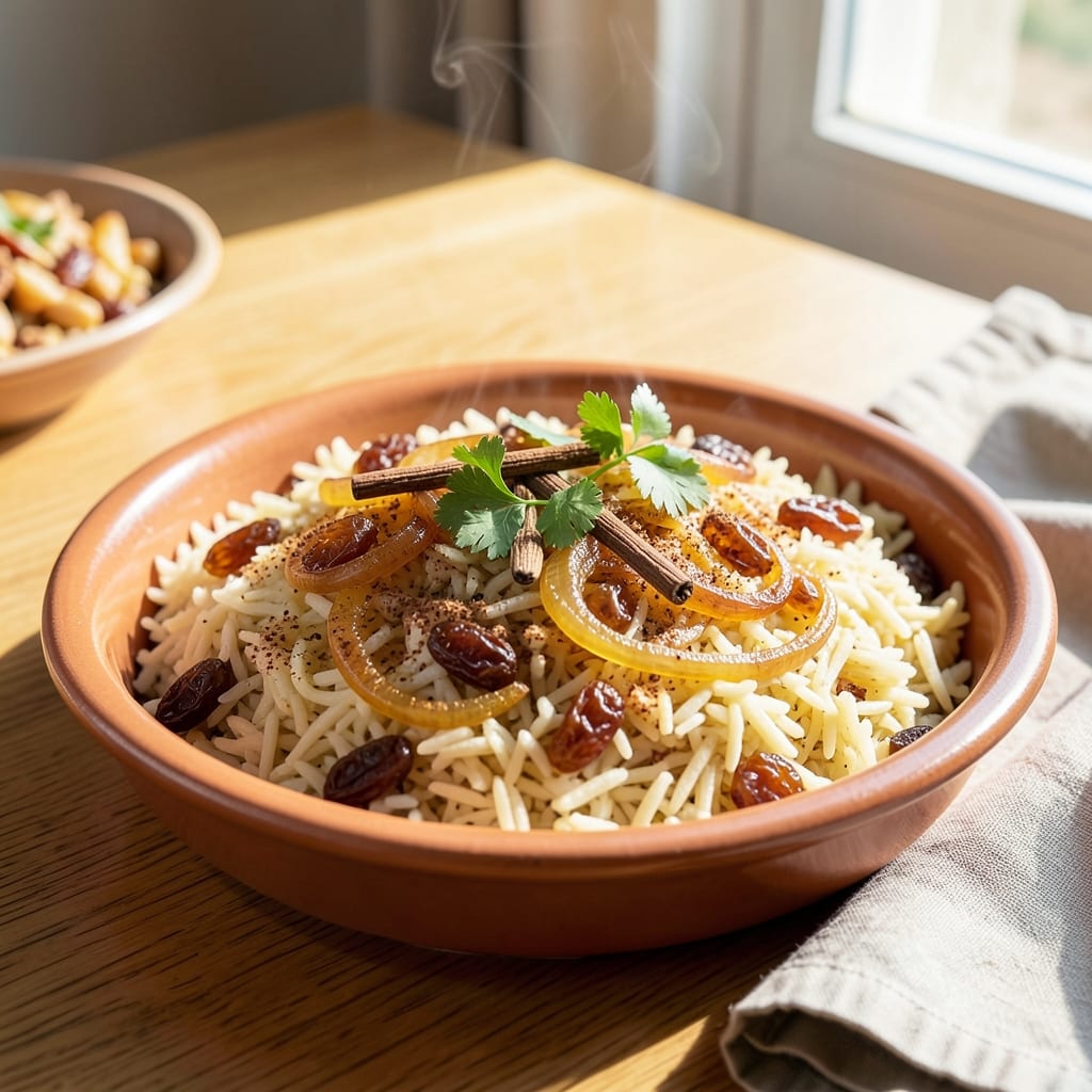 Arabic Rice With Raisins Recipe: Golden Spice and Plump Fruit Bites