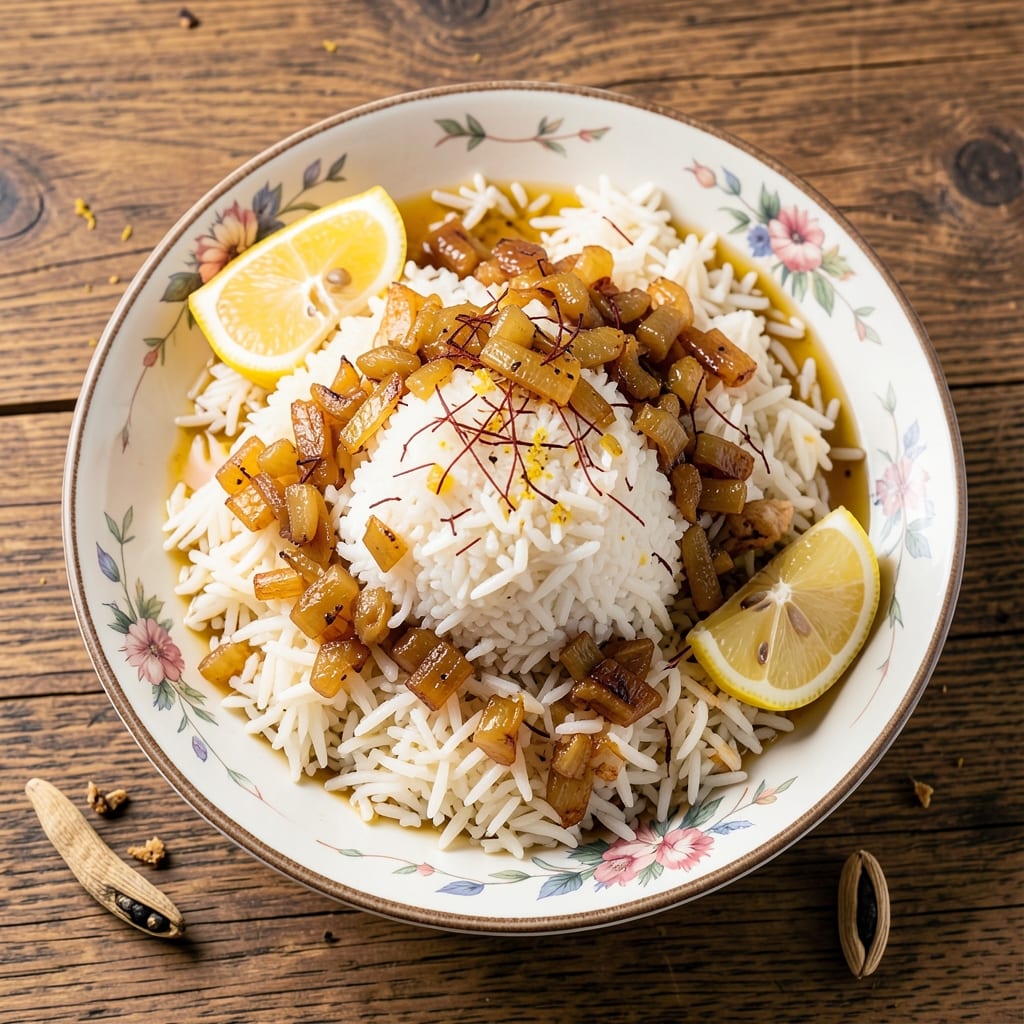 Arabic White Rice Recipe: Lemon and Onion Layers for Bright, Fluffy Bites