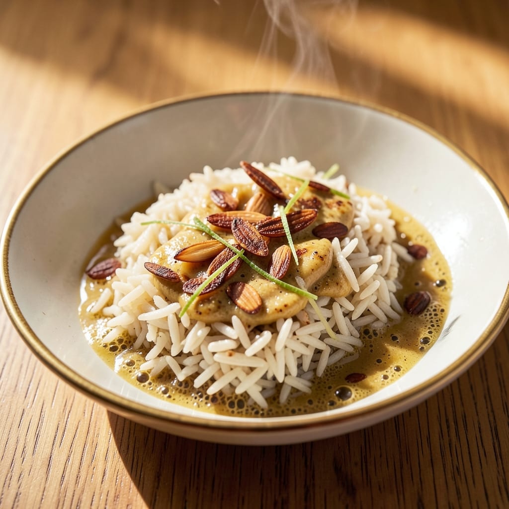 4 Servings Of Rice Recipe: One-Pot Lemon Garlic Basmati With Toasted Almond Crunch