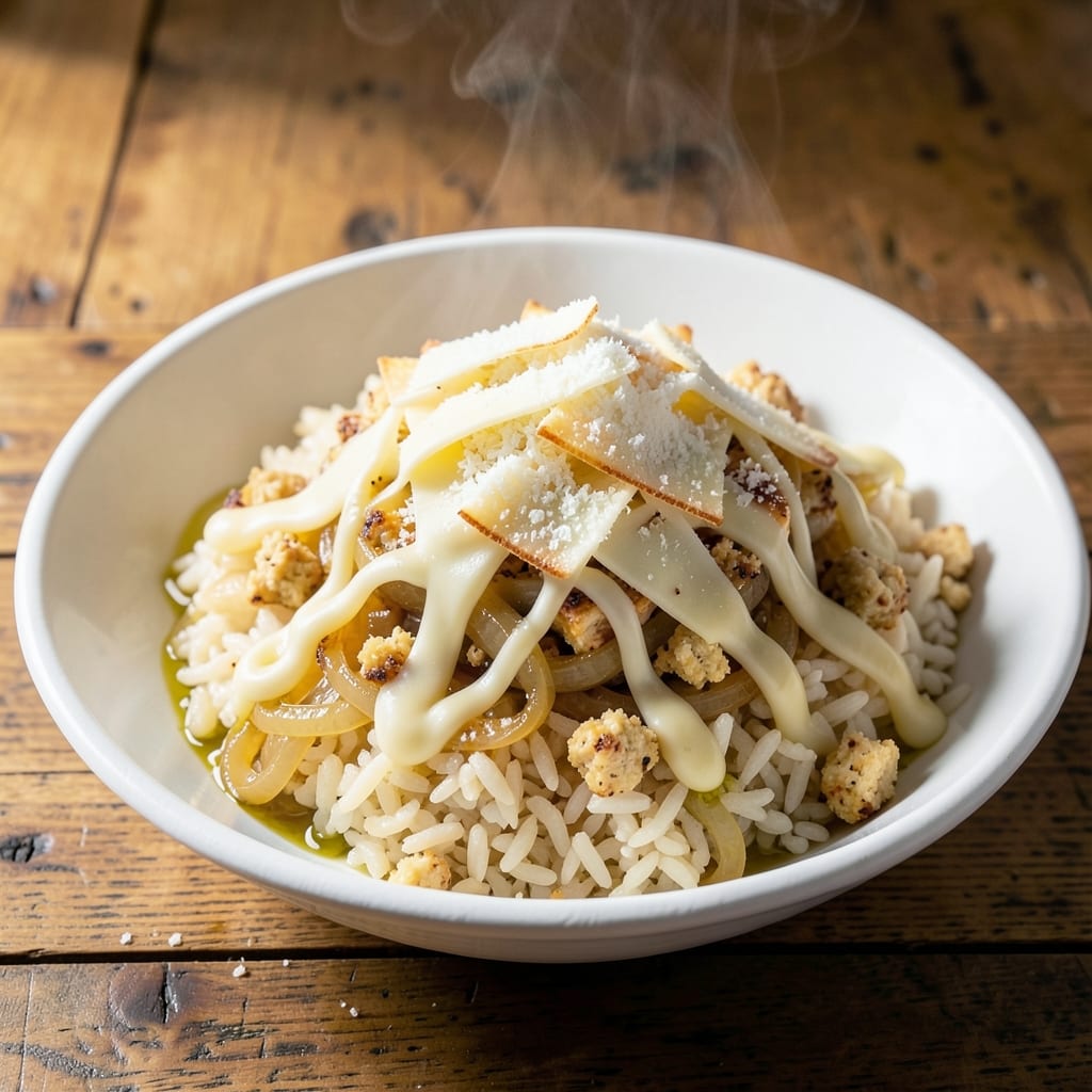 4 Cheese Rice Recipe: Melted Cheese Layers and Golden Crisp Top