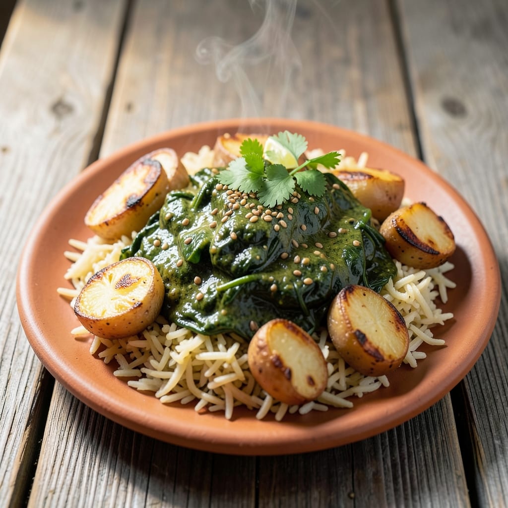 Aloo Palak Rice Recipe: Spinach-Spiced Rice with Soft Potatoes