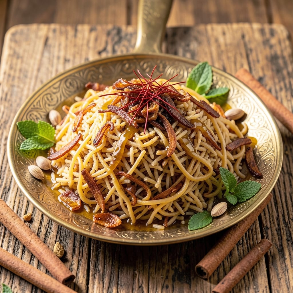 Anil Rice Semiya Recipe: Saffron-Infused Spiced Rice with Toasted Almond Crunch